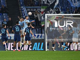 Alessio Romagnoli of S.S. Lazio scores the goal for 1-0 during the UEFA Europa League 2024/25 League Phase MD4 match between S.S. Lazio and...