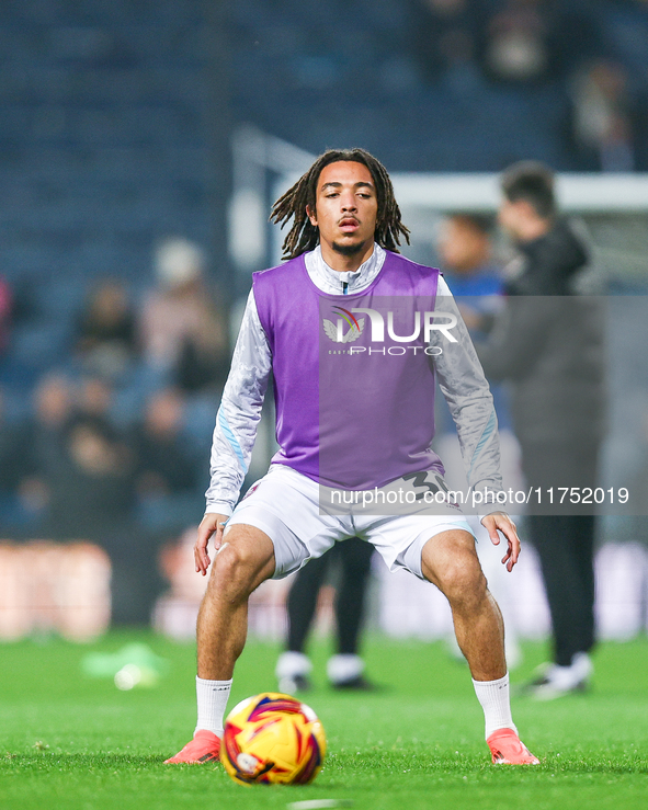 #30, Luca Koleosho of Burnley warms up during the Sky Bet Championship match between West Bromwich Albion and Burnley at The Hawthorns in We...