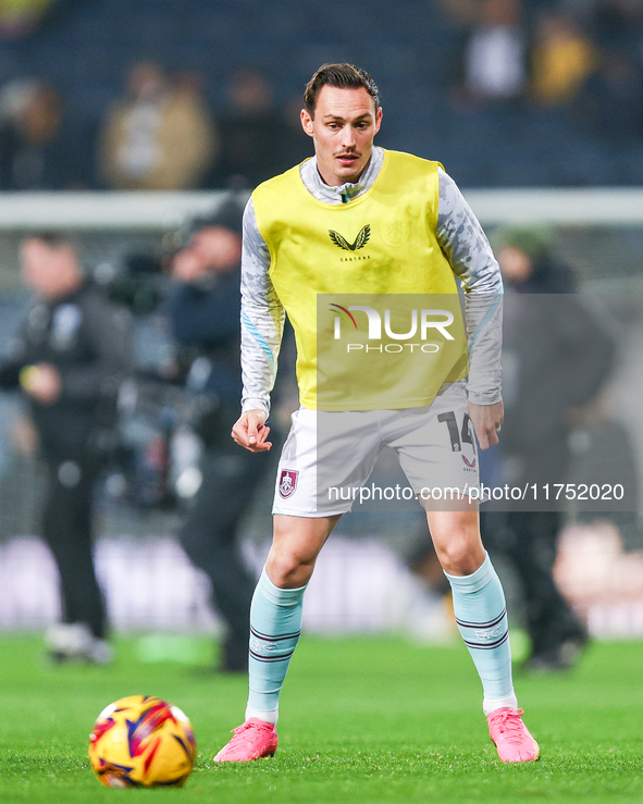 #14, Connor Roberts of Burnley warms up during the Sky Bet Championship match between West Bromwich Albion and Burnley at The Hawthorns in W...