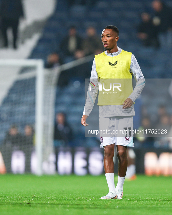 #11, Jaidon Anthony of Burnley warms up during the Sky Bet Championship match between West Bromwich Albion and Burnley at The Hawthorns in W...