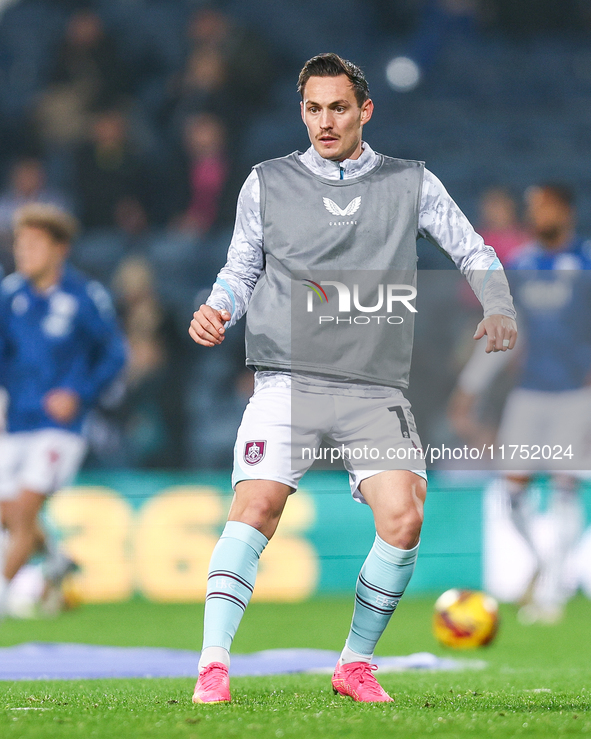 #14, Connor Roberts of Burnley warms up during the Sky Bet Championship match between West Bromwich Albion and Burnley at The Hawthorns in W...