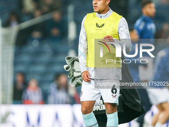 CJ Egan-Riley of Burnley warms up during the Sky Bet Championship match between West Bromwich Albion and Burnley at The Hawthorns in West Br...