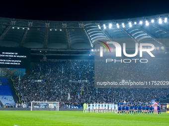 Teams observe one minute of silence in memory of the flood victims in Valencia during the UEFA Europa League 2024/25 League Phase MD4 match...