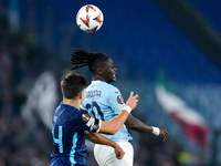 Francisco Moura of FC Porto and Loum Tchaouna of SS Lazio jump for the ball during the UEFA Europa League 2024/25 League Phase MD4 match bet...