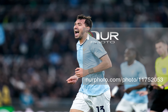 Alessio Romagnoli of SS Lazio celebrates after scoring first goal during the UEFA Europa League 2024/25 League Phase MD4 match between SS La...