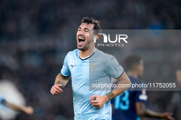 Alessio Romagnoli of SS Lazio celebrates after scoring first goal during the UEFA Europa League 2024/25 League Phase MD4 match between SS La...