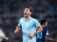 Alessio Romagnoli of SS Lazio celebrates after scoring first goal during the UEFA Europa League 2024/25 League Phase MD4 match between SS La...