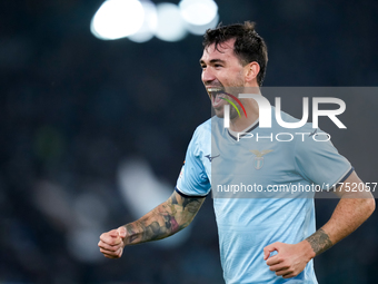 Alessio Romagnoli of SS Lazio celebrates after scoring first goal during the UEFA Europa League 2024/25 League Phase MD4 match between SS La...