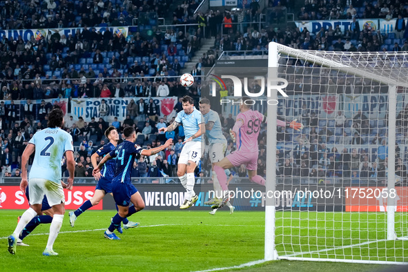 Alessio Romagnoli of SS Lazio scores first goal during the UEFA Europa League 2024/25 League Phase MD4 match between SS Lazio and FC Porto a...