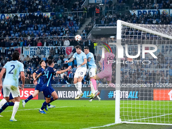 Alessio Romagnoli of SS Lazio scores first goal during the UEFA Europa League 2024/25 League Phase MD4 match between SS Lazio and FC Porto a...