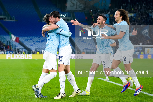 Alessio Romagnoli of SS Lazio celebrates after scoring first goal during the UEFA Europa League 2024/25 League Phase MD4 match between SS La...