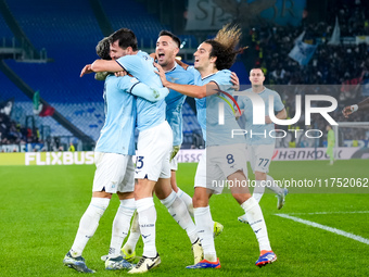 Alessio Romagnoli of SS Lazio celebrates after scoring first goal during the UEFA Europa League 2024/25 League Phase MD4 match between SS La...