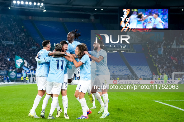 Alessio Romagnoli of SS Lazio celebrates after scoring first goal during the UEFA Europa League 2024/25 League Phase MD4 match between SS La...