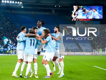 Alessio Romagnoli of SS Lazio celebrates after scoring first goal during the UEFA Europa League 2024/25 League Phase MD4 match between SS La...