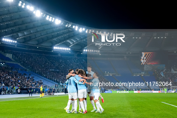 Alessio Romagnoli of SS Lazio celebrates after scoring first goal during the UEFA Europa League 2024/25 League Phase MD4 match between SS La...