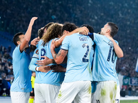 Alessio Romagnoli of SS Lazio celebrates after scoring first goal during the UEFA Europa League 2024/25 League Phase MD4 match between SS La...