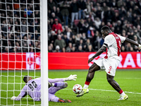 AFC Ajax Amsterdam forward Brian Brobbey plays during the match between Ajax and Maccabi Tel Aviv at the Johan Cruijff ArenA for the UEFA Eu...