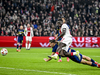 AFC Ajax Amsterdam forward Brian Brobbey plays during the match between Ajax and Maccabi Tel Aviv at the Johan Cruijff ArenA for the UEFA Eu...