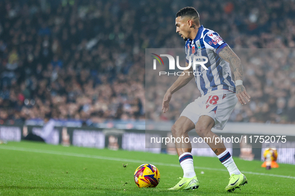 Karlan Grant of WBA is on the ball during the Sky Bet Championship match between West Bromwich Albion and Burnley at The Hawthorns in West B...