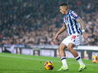 Karlan Grant of WBA is on the ball during the Sky Bet Championship match between West Bromwich Albion and Burnley at The Hawthorns in West B...