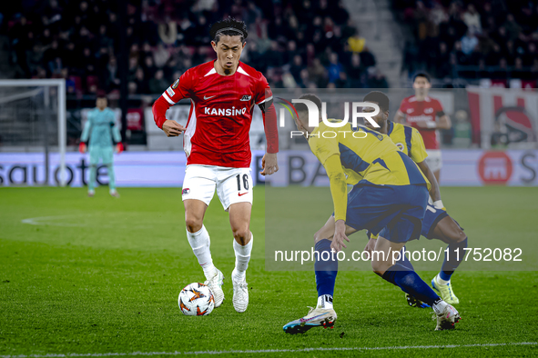 AZ Alkmaar defender Seiya Maikuma plays during the match between AZ and Fenerbahce at the AFAS Stadium for the UEFA Europa League - League p...