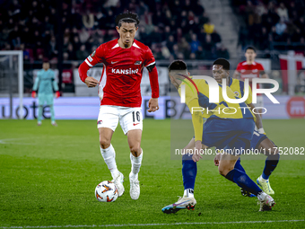 AZ Alkmaar defender Seiya Maikuma plays during the match between AZ and Fenerbahce at the AFAS Stadium for the UEFA Europa League - League p...