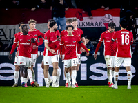 AZ Alkmaar defender Ro-Zangalo Daal scores the 1-0 and celebrates the goal during the match between AZ and Fenerbahce at the AFAS Stadium fo...