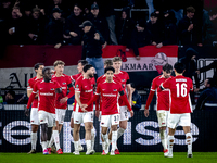 AZ Alkmaar defender Ro-Zangalo Daal scores the 1-0 and celebrates the goal during the match between AZ and Fenerbahce at the AFAS Stadium fo...