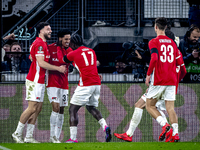 AZ Alkmaar defender Ro-Zangalo Daal scores the 1-0 and celebrates the goal during the match between AZ and Fenerbahce at the AFAS Stadium fo...