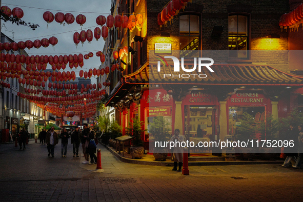 A general view of the area of Chinatown in Soho, London, on November 5, 2024. 