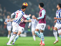 Mason Holgate of WBA heads the ball away during the Sky Bet Championship match between West Bromwich Albion and Burnley at The Hawthorns in...