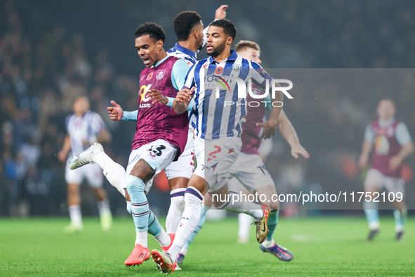 Lucas Pires of Burnley and Darnell Furlong of WBA are in action during the Sky Bet Championship match between West Bromwich Albion and Burnl...