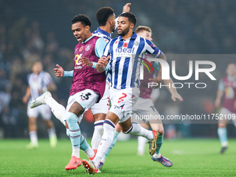 Lucas Pires of Burnley and Darnell Furlong of WBA are in action during the Sky Bet Championship match between West Bromwich Albion and Burnl...