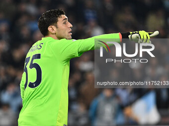 Christos Mandas of S.S. Lazio plays during the UEFA Europa League 2024/25 League Phase MD4 match between S.S. Lazio and F.C. Porto at Olympi...