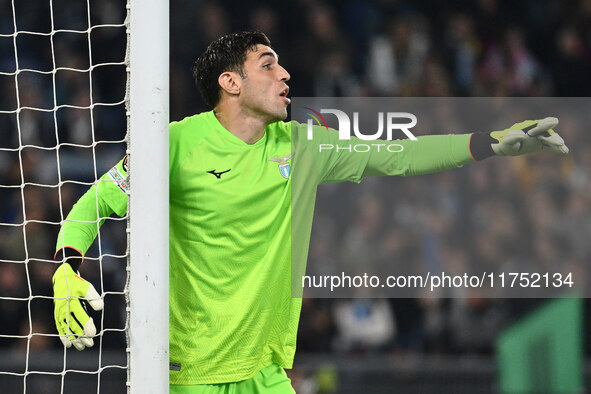 Christos Mandas of S.S. Lazio plays during the UEFA Europa League 2024/25 League Phase MD4 match between S.S. Lazio and F.C. Porto at Olympi...