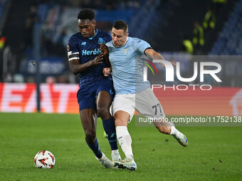 Samu Omorodion of F.C. Porto and Adam Marusic of S.S. Lazio are in action during the UEFA Europa League 2024/25 League Phase MD4 match betwe...