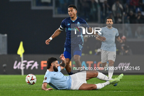 Danny Namaso Loader of F.C. Porto and Samuel Gigot of S.S. Lazio are in action during the UEFA Europa League 2024/25 League Phase MD4 match...