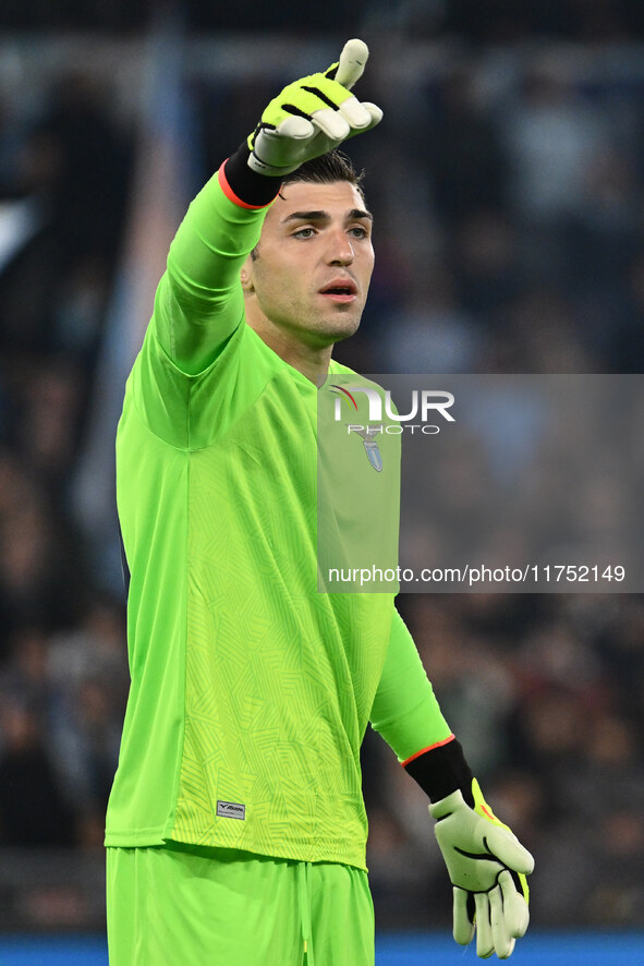 Christos Mandas of S.S. Lazio plays during the UEFA Europa League 2024/25 League Phase MD4 match between S.S. Lazio and F.C. Porto at Olympi...