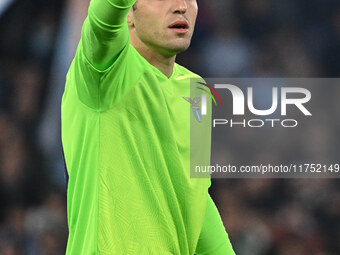 Christos Mandas of S.S. Lazio plays during the UEFA Europa League 2024/25 League Phase MD4 match between S.S. Lazio and F.C. Porto at Olympi...