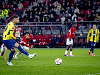 Fenerbahce forward Youssef En-Nesyri misses a penalty during the match between AZ and Fenerbahce at the AFAS Stadium for the UEFA Europa Lea...