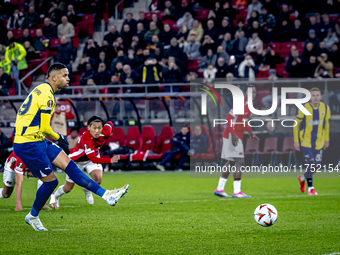 Fenerbahce forward Youssef En-Nesyri misses a penalty during the match between AZ and Fenerbahce at the AFAS Stadium for the UEFA Europa Lea...