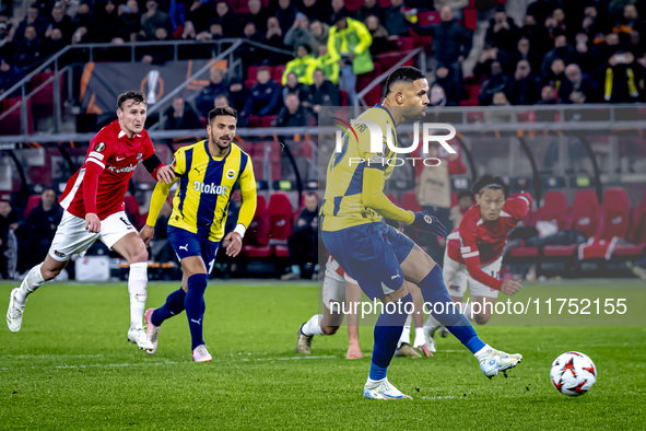 Fenerbahce forward Youssef En-Nesyri misses a penalty during the match between AZ and Fenerbahce at the AFAS Stadium for the UEFA Europa Lea...