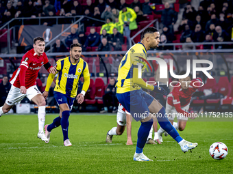 Fenerbahce forward Youssef En-Nesyri misses a penalty during the match between AZ and Fenerbahce at the AFAS Stadium for the UEFA Europa Lea...