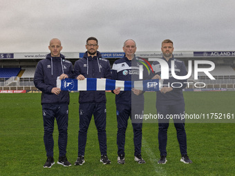 During the unveiling of the new Hartlepool United Management Team at The Prestige Group Stadium in Hartlepool, United Kingdom, on November 7...