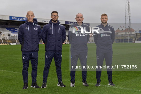 Hartlepool United's management team, from left to right, consists of Gavin Skelton (first team coach), Anthony Limbrick (head coach), Lennie...