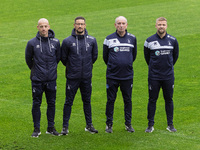 Hartlepool United's management team, from left to right, consists of Gavin Skelton (first team coach), Anthony Limbrick (head coach), Lennie...