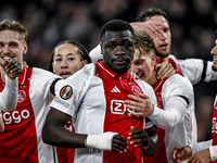 AFC Ajax Amsterdam forward Brian Brobbey celebrates the 4-0 goal during the match between Ajax and Maccabi Tel Aviv at the Johan Cruijff Are...