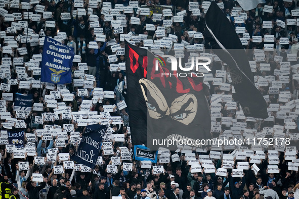 Suporters of SS Lazio during the UEFA Europa League 2024/25 League Phase MD4 match between SS Lazio and FC Porto at Stadio Olimpico on Novem...