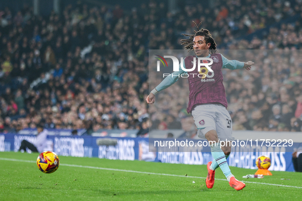 Luca Koleosho of Burnley is in attacking action during the Sky Bet Championship match between West Bromwich Albion and Burnley at The Hawtho...