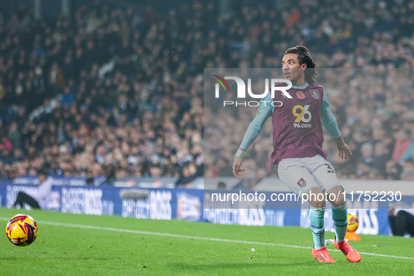 Luca Koleosho of Burnley is in attacking action during the Sky Bet Championship match between West Bromwich Albion and Burnley at The Hawtho...